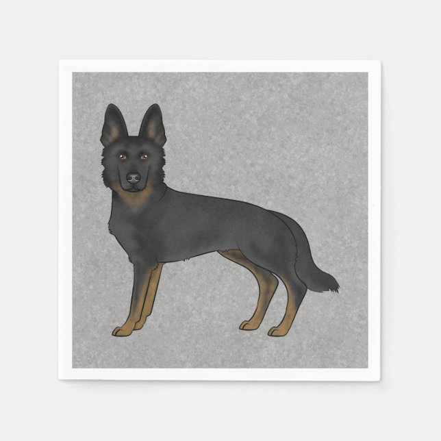 Bi-Black German Shepherd Niedlicher Cartoon GSD Do Serviette (Vorderseite)