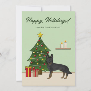 Bi-Black German Shepherd Weihnachtsbaum Feiertagskarte