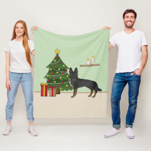 Bi-Black German Shepherd Weihnachtsbaum Fleecedecke