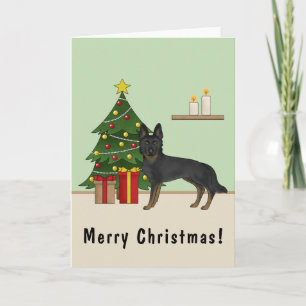 Bi-Black German Shepherd Weihnachtsbaum Karte