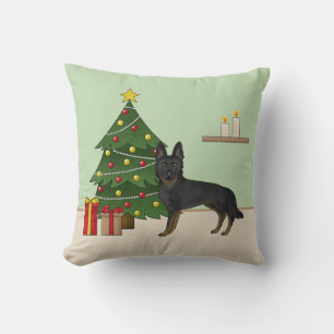 Bi-Black German Shepherd Weihnachtsbaum Kissen