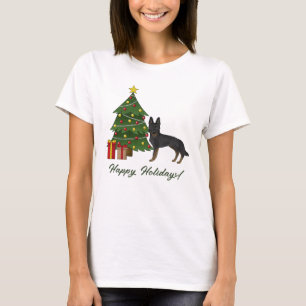 Bi-Black German Shepherd Weihnachtsbaum T-Shirt