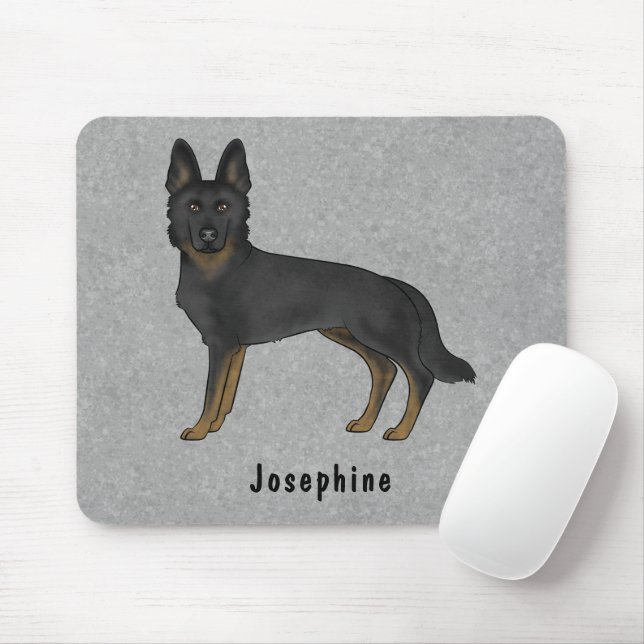 Bi-Black-Hund und Individuelle Name Grau Mousepad (Mit Mouse)