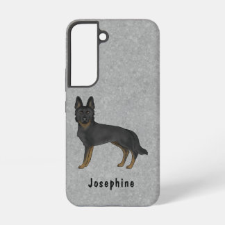 Bi-Black-Schäfer Niedlicher Hund auf Grau und Text Samsung Galaxy Hülle