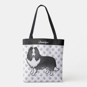 Bi-Black Shetland Sheepdog Cartoon Dog & Name
