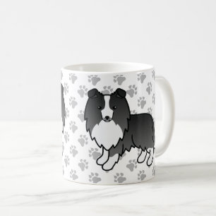 Bi-Black Shetland Sheepdog Sheltie Cartoon Dog Kaffeetasse
