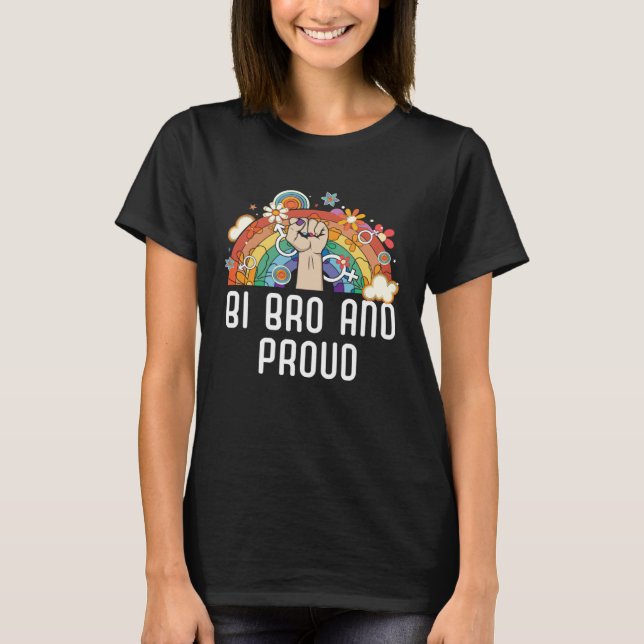 Bi Bro And Proud Bisexual Rainbow Pride Bisexualit T-Shirt (Vorderseite)