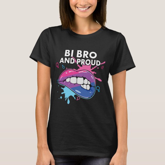 Bi Bro und stolz Bisexual Rainbow Pride Bisexualit T-Shirt (Vorderseite)