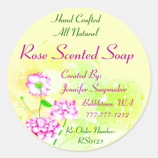 Bi Color Rose auf Gelb Ver. 2 Runder Aufkleber (Vorderseite)