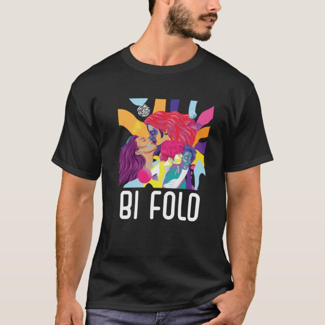Bi Falten Bisexual Rainbow Pride März Bisexualität T-Shirt (Vorderseite)