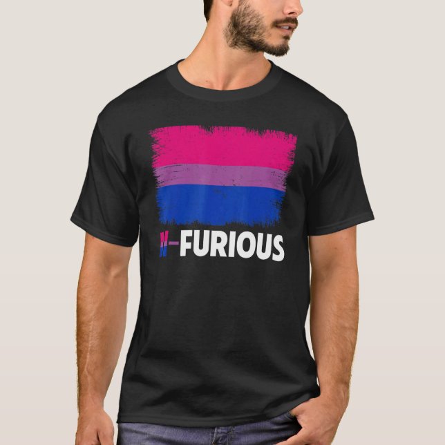 Bi Furious Bisexual Flag Gay Pride Rainbow Lgbt Pr T-Shirt (Vorderseite)