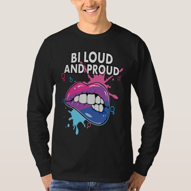 Bi Loud and Proud Bisexual Rainbow Pride Bisexuali T-Shirt (Vorderseite)