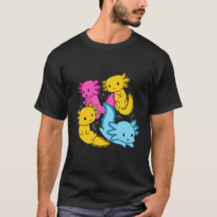 Bi Pansexual Pride Mexican Salamander Axolotl Pile T-Shirt