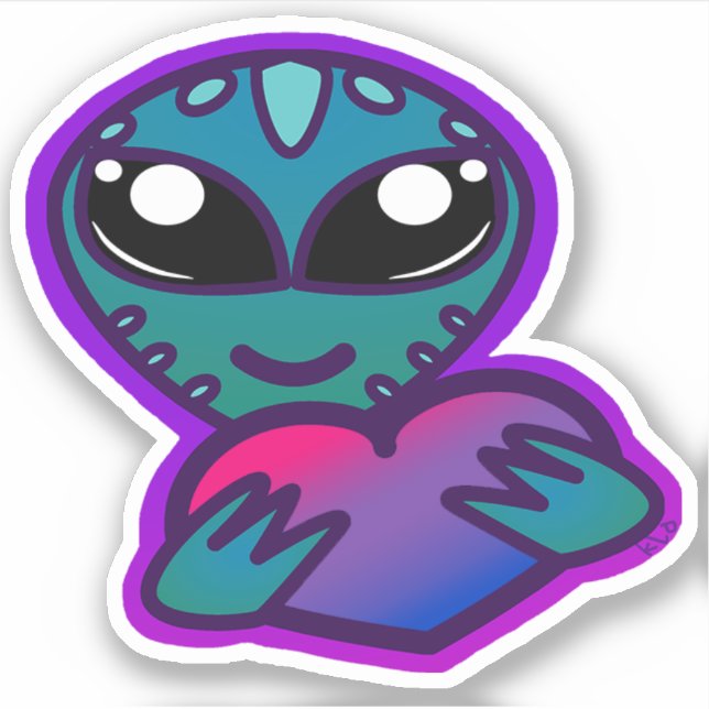 Bi Pride Alien Sticker (Vorderseite)