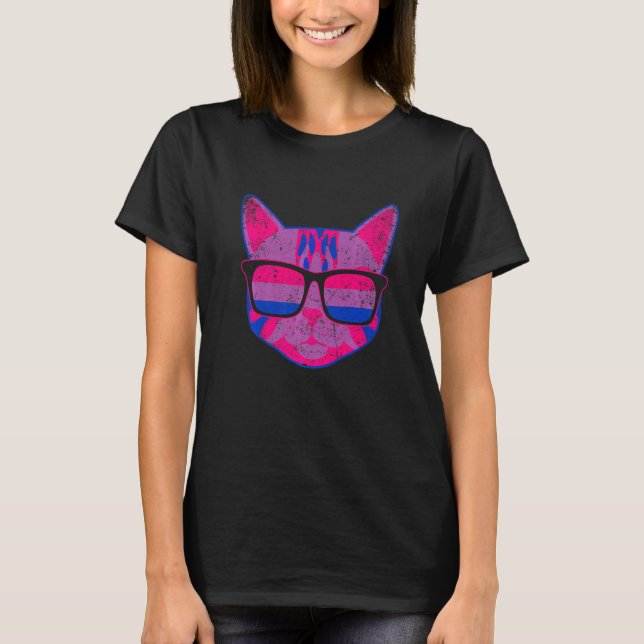 Bi Pride Bisexualität Katze Que Bisexuell T-Shirt (Vorderseite)