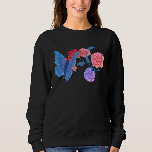 Bi Pride Butterfly Bisexual Flag Flower Sweatshirt (Vorderseite)