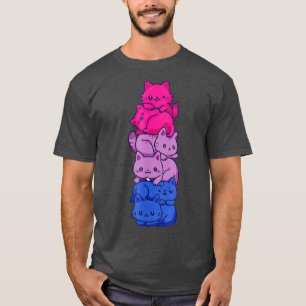 Bi Pride Cat LGBT Biseuaflagge Niedlich Kawaii Kat T-Shirt