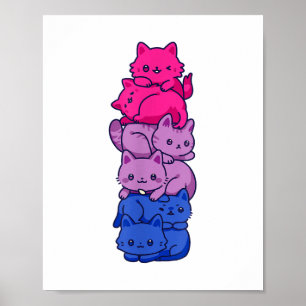 Bi Pride Cat LGBT Bisexuelle Flagge Niedlich Kawai Poster