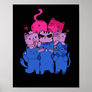 Bi Pride Cat LGBT Bisexuelle Flagge Niedlich Kawai Poster