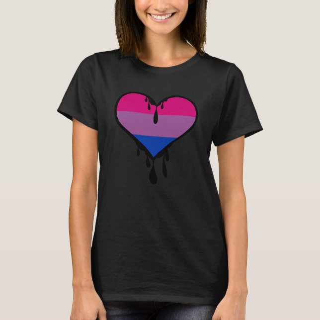 Bi Pride Dripping Heart T-Shirt (Vorderseite)