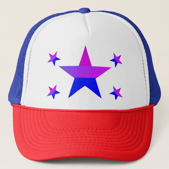 Bi Pride Flag Stars Trucker Hat Truckerkappe (Vorderseite)