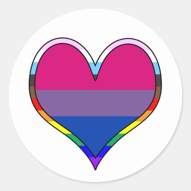 Bi Pride Heart Classic Round Sticker (Vorderseite)