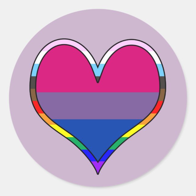 Bi Pride Heart Classic Round Sticker (Vorderseite)