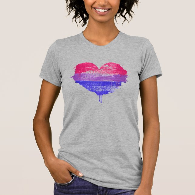 Bi Pride heart T - Shirt (Vorderseite)