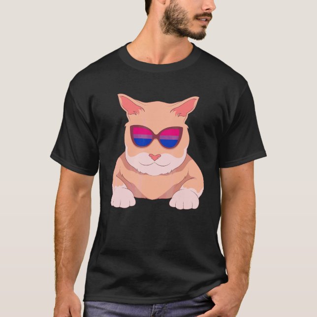 Bi Pride Monat Cool Bisexuelle Sonnenbrille Katze  T-Shirt (Vorderseite)