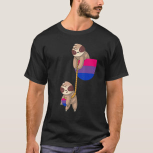 Bi Pride Sloth Pocket Bisexual Flag Bisexuell L T-Shirt