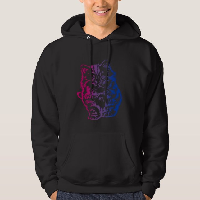 Bi Pride Subtle Cat  LGBTQ Bisexual LGBT Gay Pride Hoodie (Vorderseite)