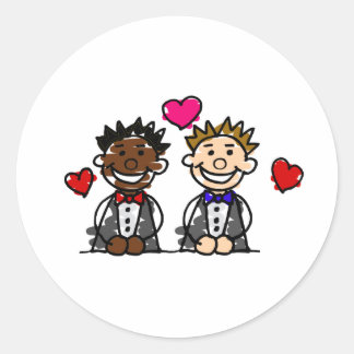 Bi-Racial Gay Couple Runder Aufkleber