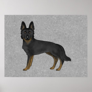 Bi-Schwarze Deutsche Schäferhund-Comic-Hund-Illust Poster