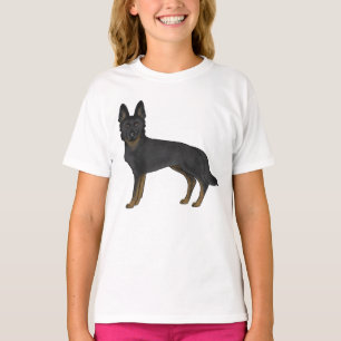 Bi-schwarze Deutsche Schäferhund-Comic-Hund-Illust T-Shirt