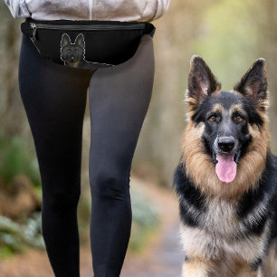 Bi-Schwarzer Deutscher Schäferhund GSD Hundekopf S Bauchtasche