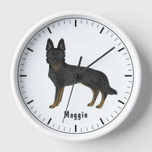 Bi-Schwarzer Deutscher Schäferhund Süßer Hund Mit Uhr