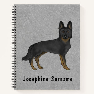 Bi-Schwarzer Deutscher Schäferhund und benutzerdef Notizbuch