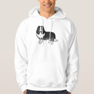Bi-Schwarzer Shetland-Schäferhund Süßer Cartoon-Hu Hoodie