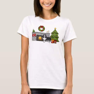 Bi-Schwarzer Shetland Sheepdog Hund in einem Weihn T-Shirt