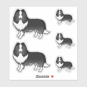Bi-schwarzer Shetland Sheepdog Sheltie Cartoon-Hun Aufkleber