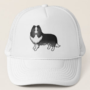 Bi-Schwarzer Shetland Sheepdog Sheltie Cartoon-Hun Truckerkappe