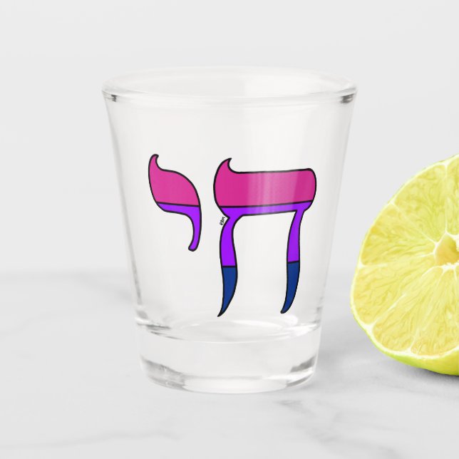 Bi-Stolz-Flagge Chai Schnapsglas (Vorderseite)