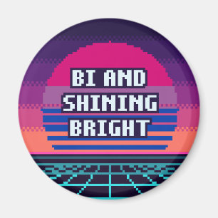 Bi und strahlend heller Pride Pixel Magnet