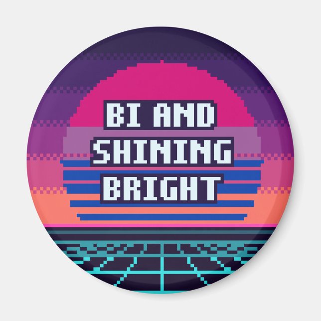 Bi und strahlend heller Pride Pixel Magnet (Vorne)
