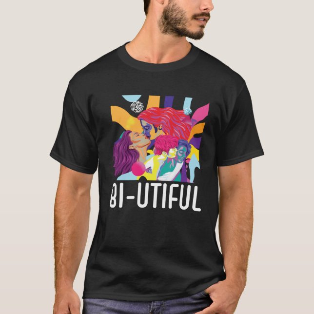 Bi Utiful Bisexual Rainbow Pride Bisexuality LGBTQ T-Shirt (Vorderseite)