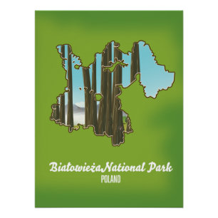 Białowieża Nationalpark poland map canvas print Poster