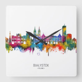 Białystok Poland Skyline Quadratische Wanduhr