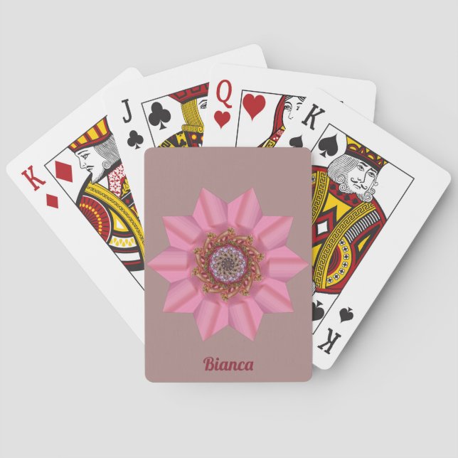 ~ BIANCA~ 3D Rosa Stern Design ~ Original  Spielkarten (Rückseite)