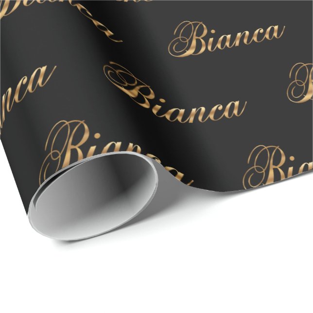 Bianca gold Design Lettering Geschenkpapier (Rolleneckpunkt)