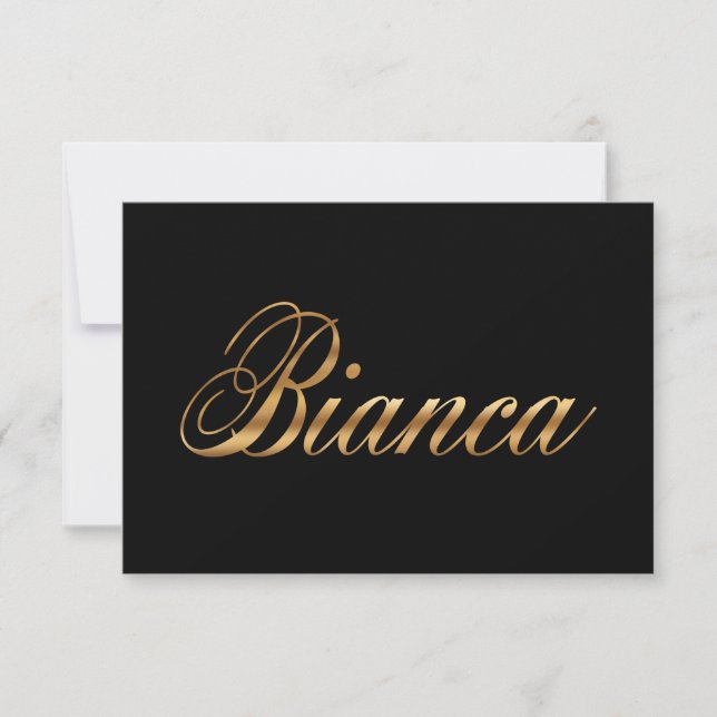 Bianca gold Design Lettering Karte (Vorderseite)